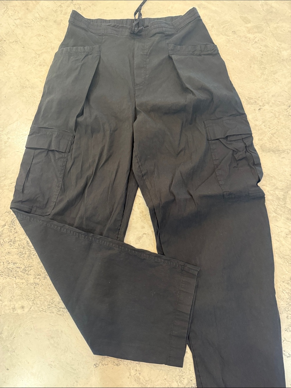 Athleta Black Cargo Pants with Drawstring Waist